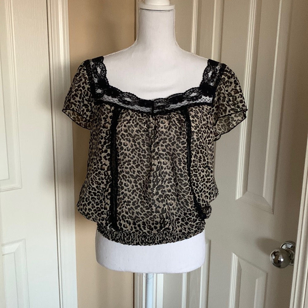 Leopard print lace top